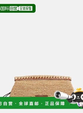 1h可退 香港直邮Staud 女士 Maude 皮革饰边拉菲草编织手包