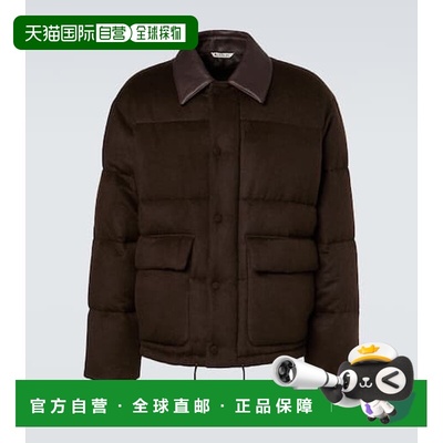 香港直邮AURALEE 男士 皮革边驼绒羽绒夹克 brown棕色 舒适时尚