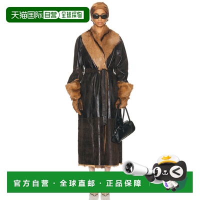 1h可退 香港直邮magda butrym 女士 长款束带皮革可反穿大衣 1779