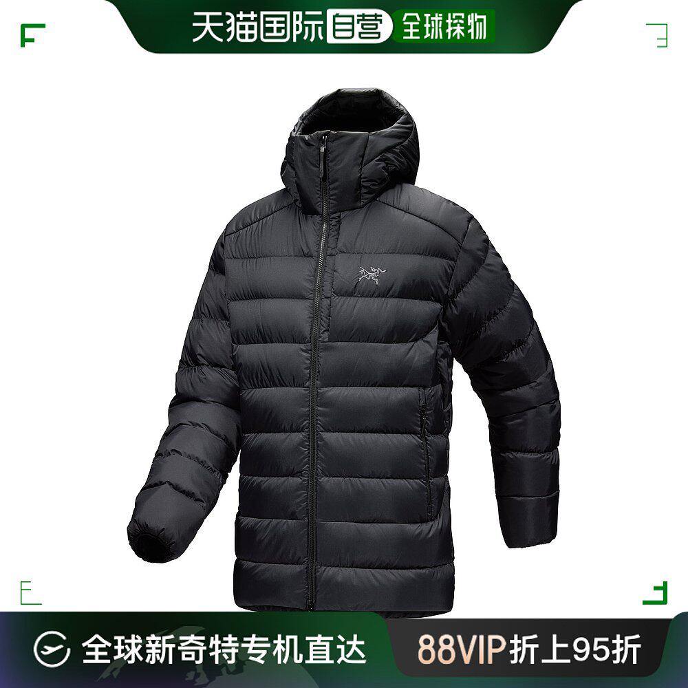 欧洲直邮arcteryx始祖鸟thorium男士连帽拉链黑色羽绒服户外保暖
