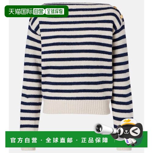 1h可退 香港直邮NILI LOTAN 女士 Tandy 条纹羊绒毛衣 white白色