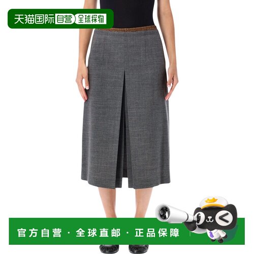 香港直邮Prada 普拉达 女士 FRONT PLIT 半身裙 P10A86011F0480