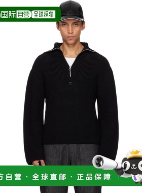 1h可退 香港直邮Courreges 男士 黑色 Ribbed Wool Trucker 毛衣
