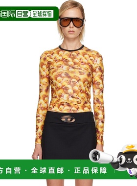 香港直邮Diesel 迪赛 女士 黄色 T-Unclau 长袖 T 恤 A196080JLCC