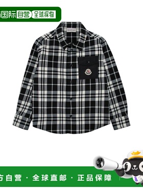 1h可退 香港直邮Moncler 盟可睐 男童 格纹棉质口袋衬衫童装 K295