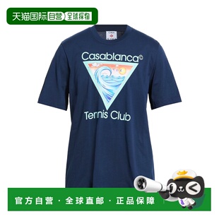1h可退 香港直邮Casablanca 男士 T恤 blue蓝色 舒适时尚男装