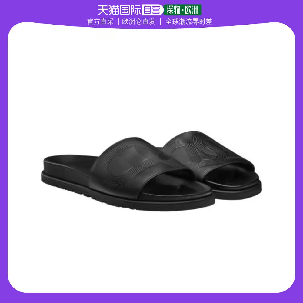 欧洲直邮Hermes爱马仕男士拖鞋印花舒适平底一字一脚蹬凉爽百搭