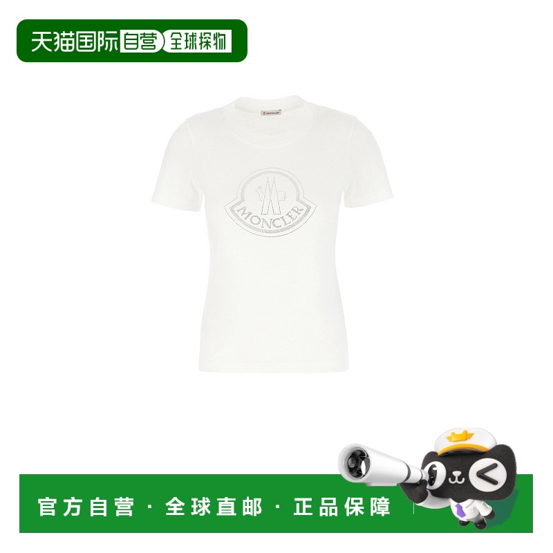 1h可退 香港直邮Moncler 盟可睐 女士 白色棉质T恤 8C0001389AB20