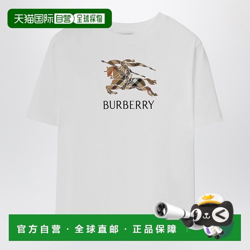 1h可退 香港直邮Burberry 巴宝莉 男童 EKD 白色棉质格纹T恤童装