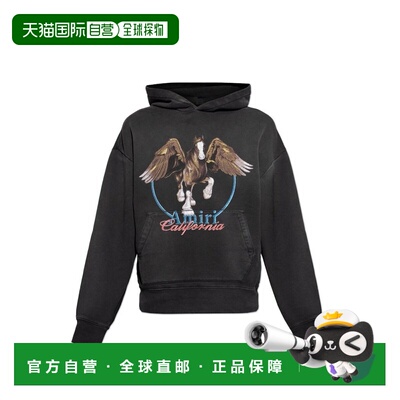 1h可退 香港直邮AMIRI 男士 Pegasus印花針織連帽衫 AMJYHD1080黑