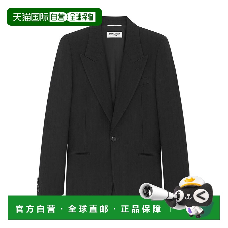 香港直邮Saint Laurent 条纹华达呢羊毛西装外套 749451Y1H20