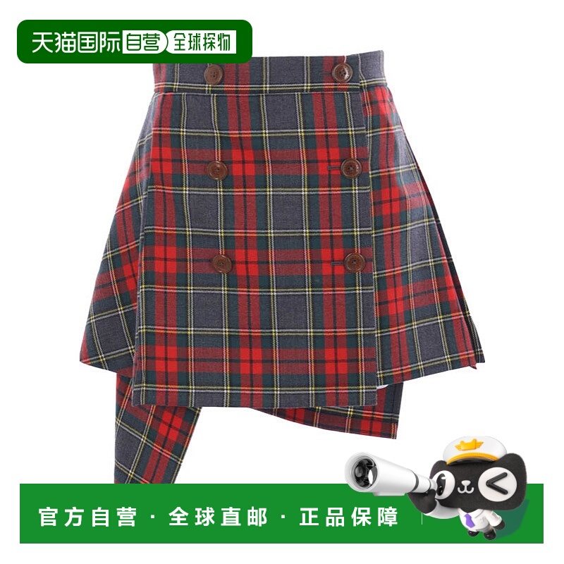 香港直邮Vivienne Westwood 格纹半身裙 1F020005W0176a字裙