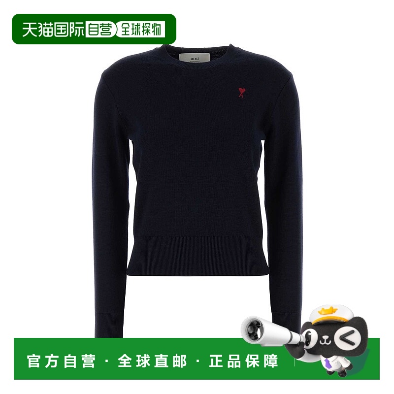 香港直邮Ami Paris 女士 深蓝羊毛毛衣 FKS826001414