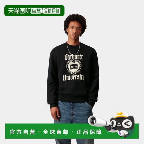 自营欧洲直邮Carhartt WIP Schooling男士黑色棉印花图案卫衣