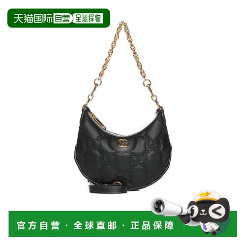 香港直邮GUCCI 女士斜挎包 739736UM8IG1000 AW2024 黑色 Gucci G