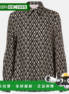 1h可退 香港直邮Valentino 华伦天奴 女士 Toute La V领真丝斜纹