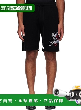 1h可退 香港直邮AMIRI 男士 黑色 Club Crochet 短裤 AMKNSH1043