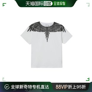 男士 欧洲直邮Marcelo 23年新款 T恤 Burlon 白色纯棉翅膀图案短袖