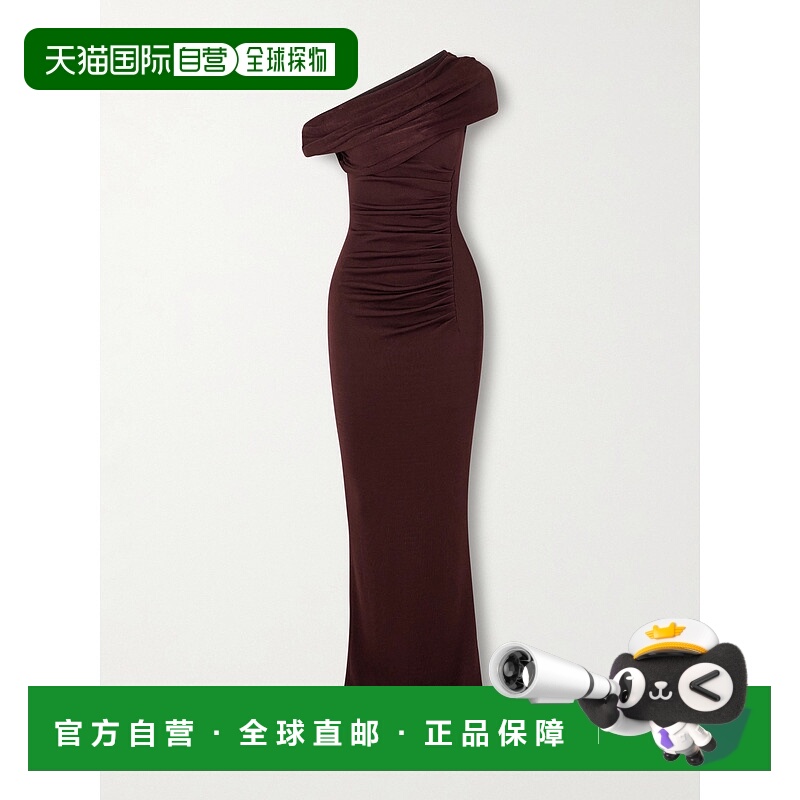 香港直邮Self-Portrait 女士 露肩垂褶针织长款连衣裙 RS26108MBR