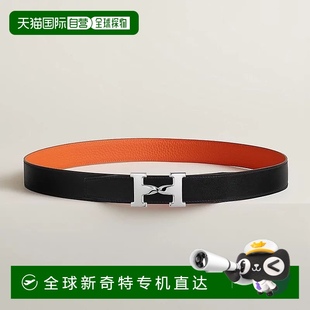 橙色小牛皮腰带32mm 1h可退 欧洲直邮Hermes 爱马仕 女士黑色