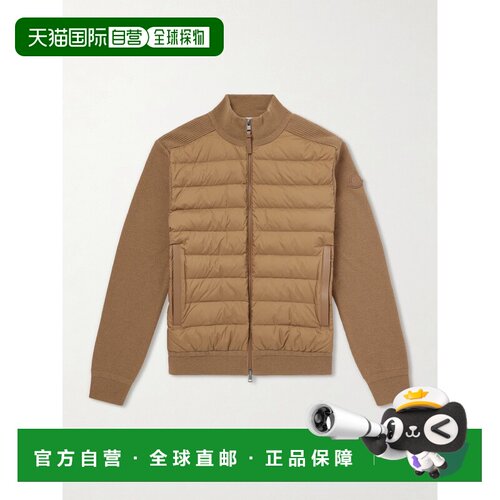 美国直邮Moncler 盟可睐 男士 Logo-Appliqued Shell 羊毛混纺绗