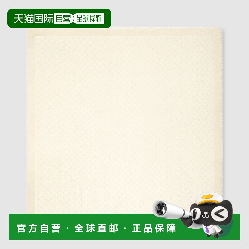 自营1h可退 欧洲直邮LV/路易威登 女士米白色真丝/粘胶纤维丝巾
