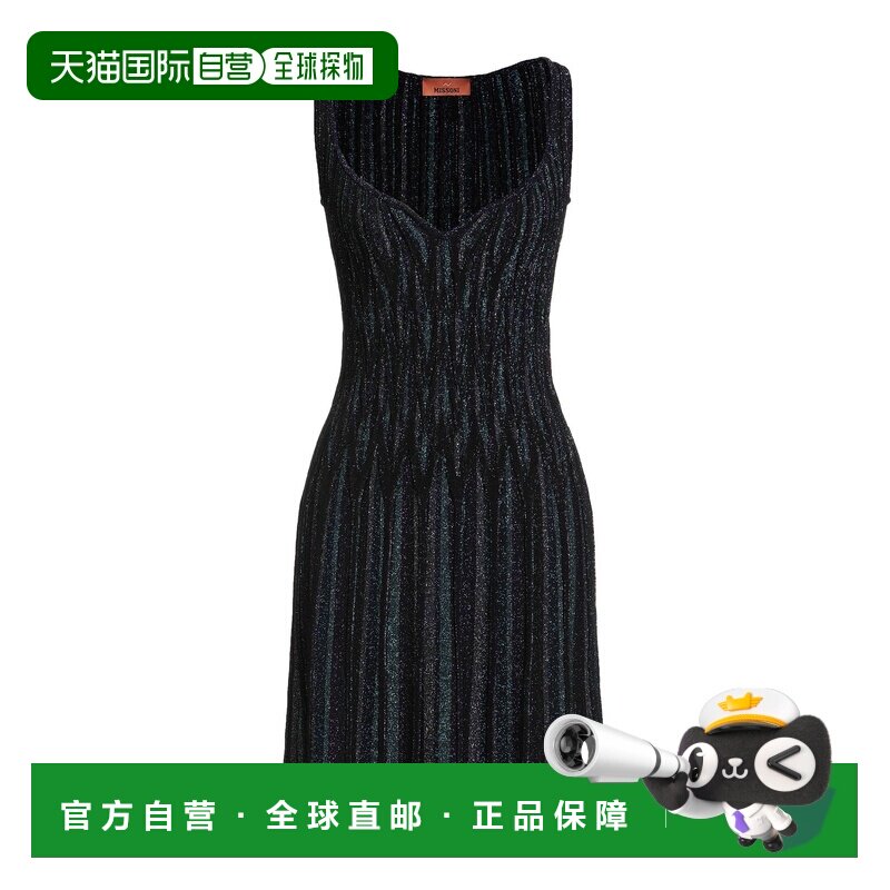 1h可退 香港直邮MISSONI 米索尼 女士 短款连衣裙 black黑色 舒适 - 实物图