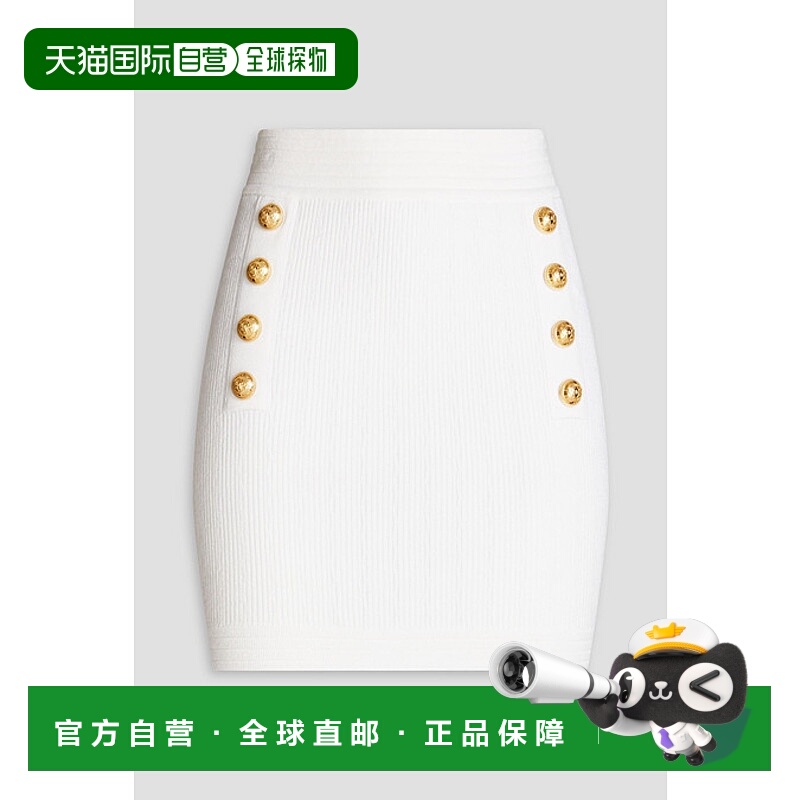 香港直邮Balmain 巴尔曼 女士 纽扣装饰罗纹针织迷你半身裙 WF1LB