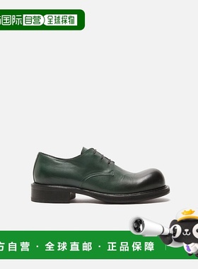 自营欧洲直邮Acne Studios FW25男士深绿色小牛皮微翘圆头德比鞋