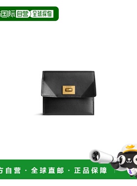 欧洲直邮BALENCIAGA（2025 年新品）女式 Rodeo 黑色翻盖卡包卡夹
