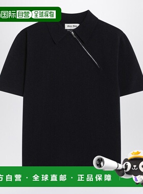 1h可退 香港直邮Miu Miu 缪缪 男士 羊绒蓝色Polo衫 MML00XOOO18A