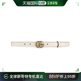 金色双G 欧洲直邮Gucci 细款 古驰女士皮革白色个性 99新未使用