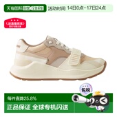 自营欧洲直邮Burberry博柏利女士皮革帆布格纹运动鞋 厚底新年礼物