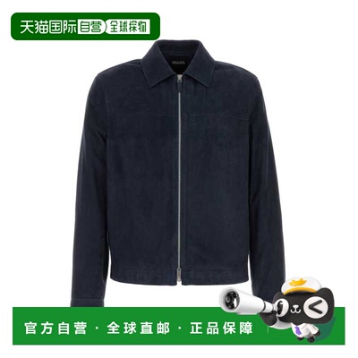 1h可退 香港直邮zegna 杰尼亚 男士 深蓝绒面革夹克 RUHPSRA3H194
