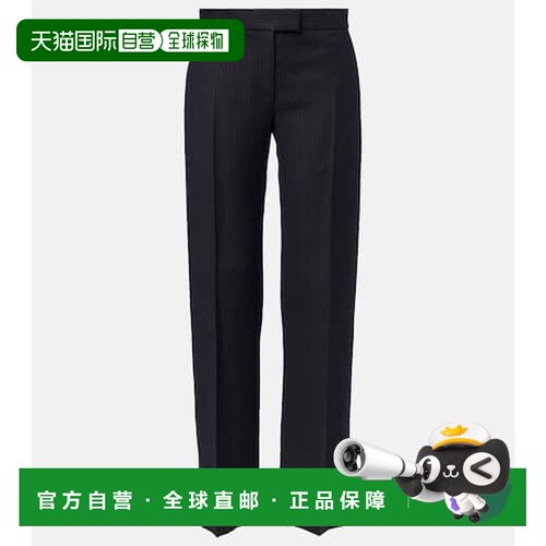 香港直邮KHAITE 女士 Lenn 细条纹羊毛混纺直筒长【付后1h可退】