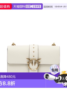 1h可退 香港直邮Pinko 品高 女士 白色皮革斜挎包 105857A0F1Z14Q