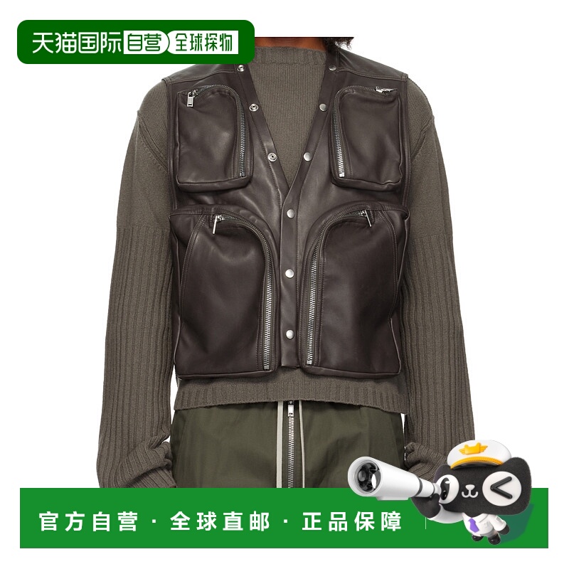 香港直邮Rick Owens Concordians Cargo 皮革马甲 RU02E1767LBY