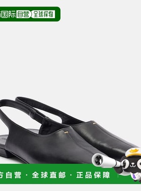 1h可退 香港直邮KHAITE 女士 Celia 皮质露跟平底鞋 black黑色 舒