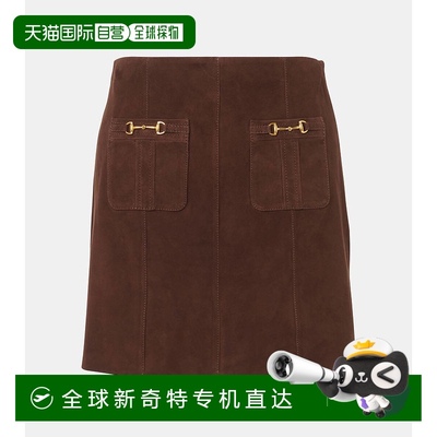 1h可退 香港直邮RIXO 女士 Wiley 绒面革迷你半身裙 brown棕色 舒