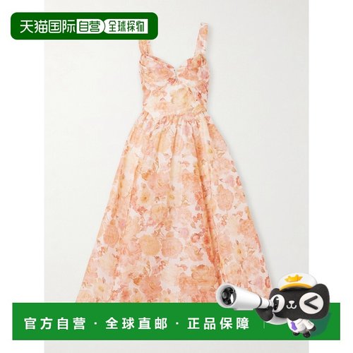 香港直邮ZIMMERMANN 女士 Rebellion 印花亚麻真丝混纺紧身胸衣中