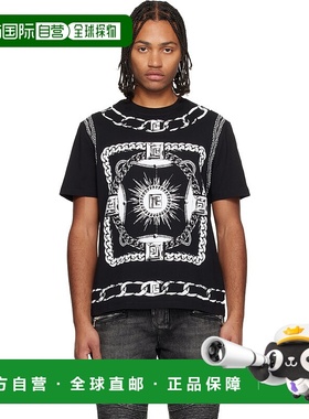 香港直邮Balmain 巴尔曼 男士 黑色 Foulard Print T 恤 FH1EG000
