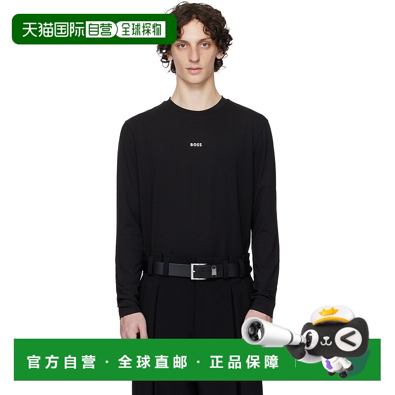 香港直邮BOSS 波士 男士 黑色 Long-Sleeved Stretch Cotton Logo