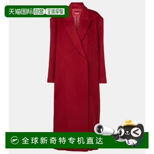 香港直邮Staud Serge 1h可退 女士 舒适时 羊毛混纺大衣 red红色