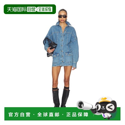 1h可退 香港直邮The Attico 女士 牛仔衬衫式迷你连衣裙 260WCA00