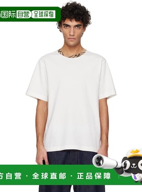 香港直邮Burberry 巴宝莉 男士 灰白色 Check Trim Cotton T 恤 8