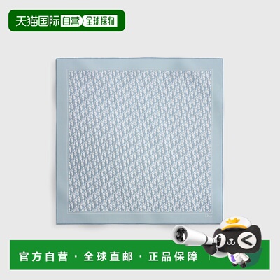 自营欧洲直邮Dior迪奥 Oblique女士浅蓝色/灰色丝【付后1h可退】