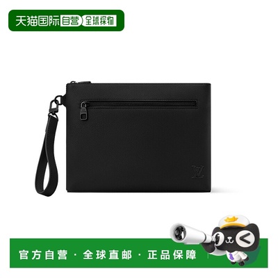 自营1h可退 欧洲直邮LV路易威登 Takeoff男士黑色小牛皮拉链开合