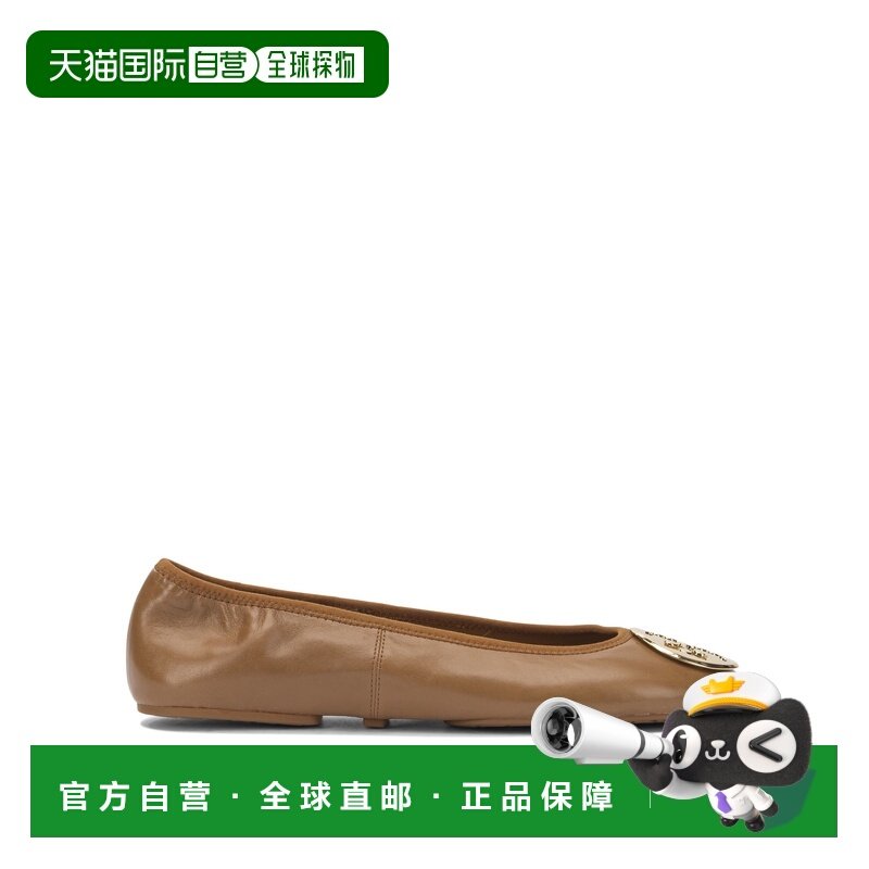 香港直邮Tory Burch 托里 伯奇 女士 棕色皮质布织平底鞋 1751342,女鞋,时尚休闲鞋,淘宝优惠券,粉丝福利购,淘宝优惠卷