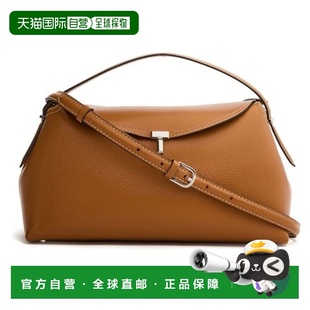 自营欧洲直邮Toteme T-Lock女士棕褐色小牛皮T字锁扣手提包斜挎包