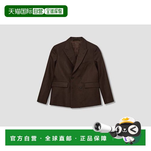 1h可退 香港直邮Bode 女士 MRC99SJ001 轻身亚麻双排扣棕色西装外